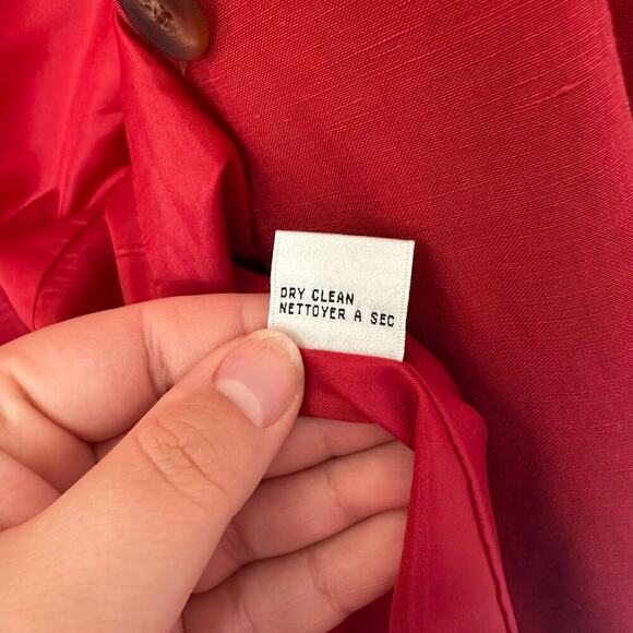 Talbots Petites Silk Linen Blend Blazer Shoulder Pads Size 16P Red Career Office - Picture 8 of 9